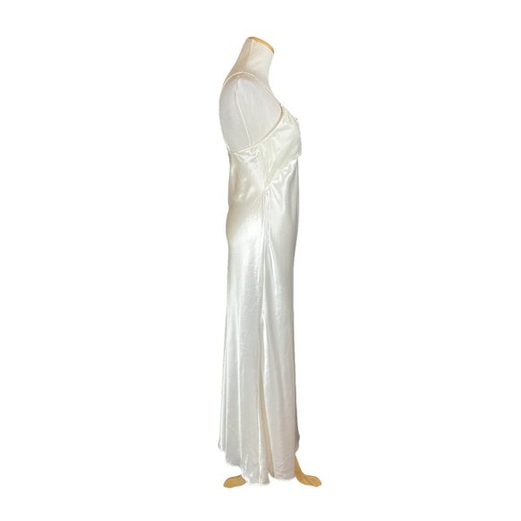 1990s Size S Cream Satin Nightgown Bias-Cut Elegant Glamorous - Picture 9 of 9